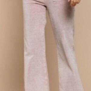 POL Stylish Pink Flared Corduroy Pants